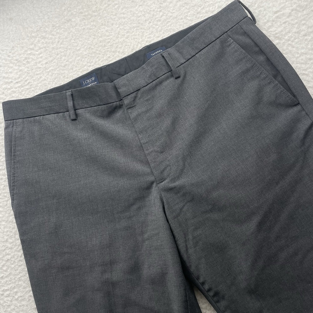 J. Crew Thompson Dress Pants Mens 38x30 (Tag 36) Wool Blend Gray Tapered Stretch